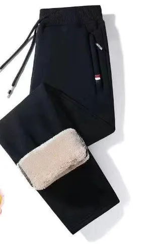 Lamb Cashmere Thickened Sports Casual Straight Pants