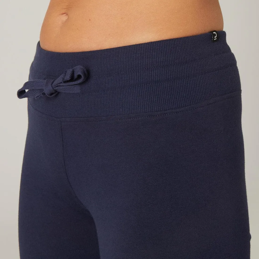 Legging fitness long coton extensible bas resserable femme - Fit  gris chiné