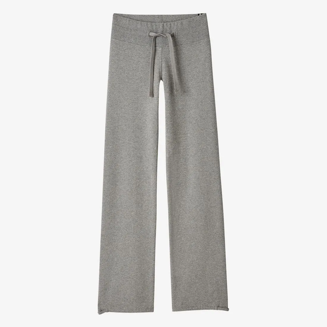 Legging fitness long coton extensible bas resserable femme - Fit  gris chiné