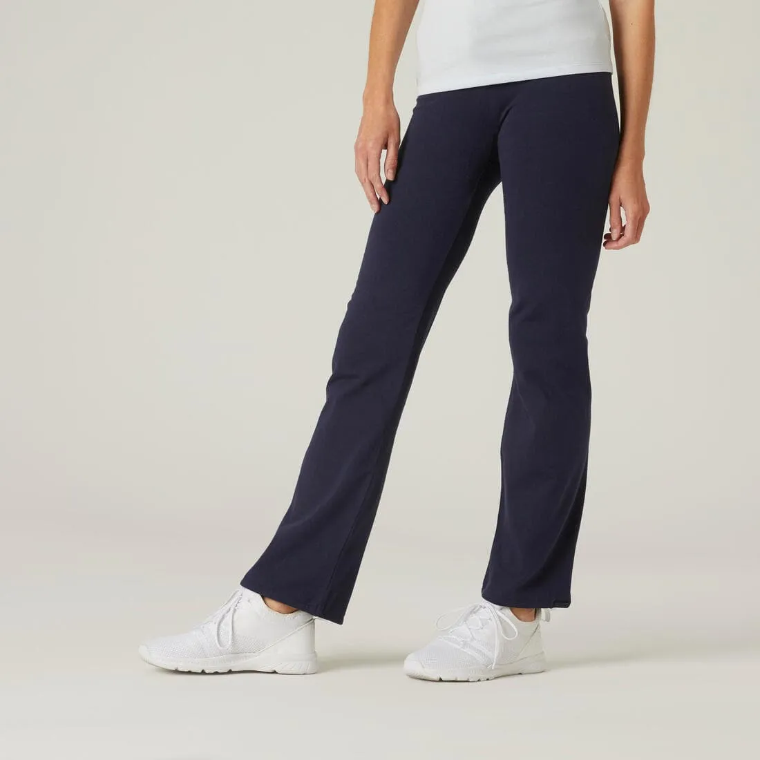 Legging fitness long coton extensible bas resserable femme - Fit  gris chiné
