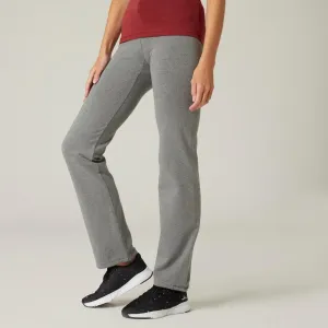 Legging fitness long coton extensible bas resserable femme - Fit  gris chiné