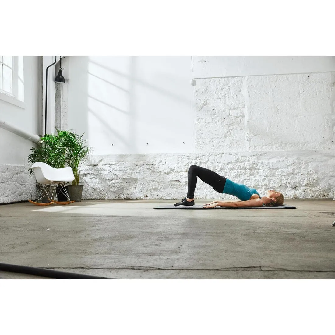 Legging fitness long coton extensible bas resserable femme - Fit  gris chiné