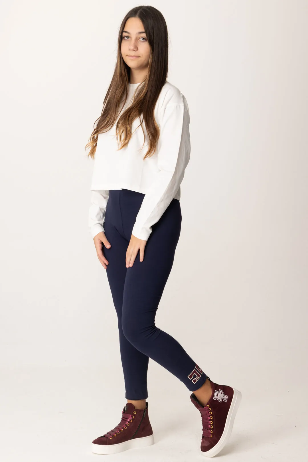 Leggings In Jersey con Ricamo Logo Cc