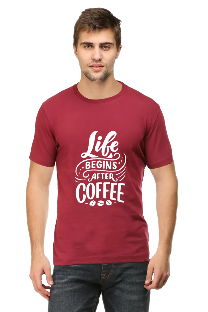 Life Begins After Coffee Round Neck T-Shirt