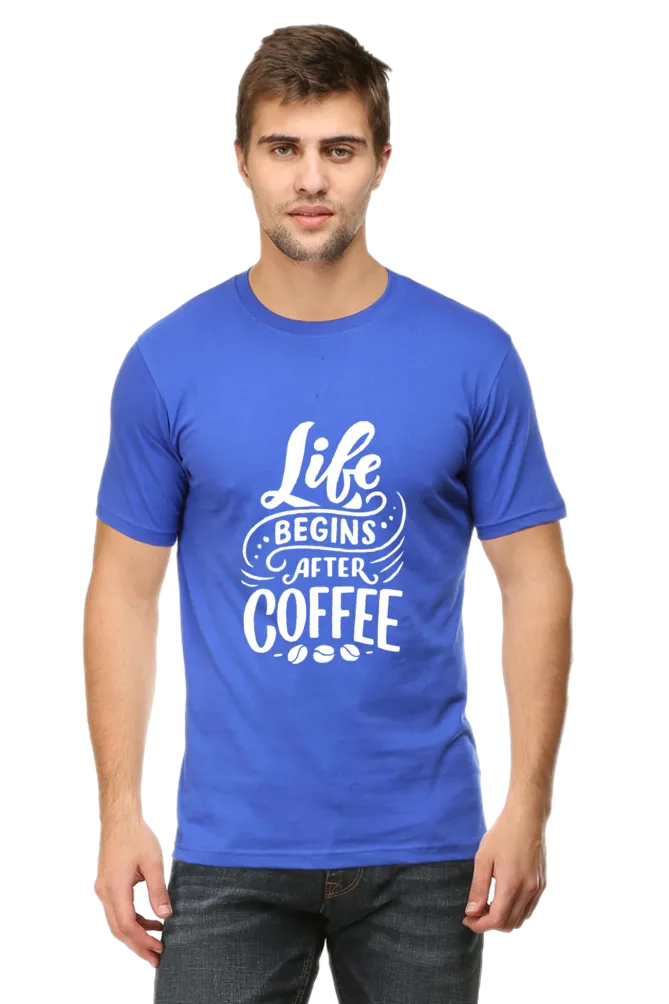 Life Begins After Coffee Round Neck T-Shirt