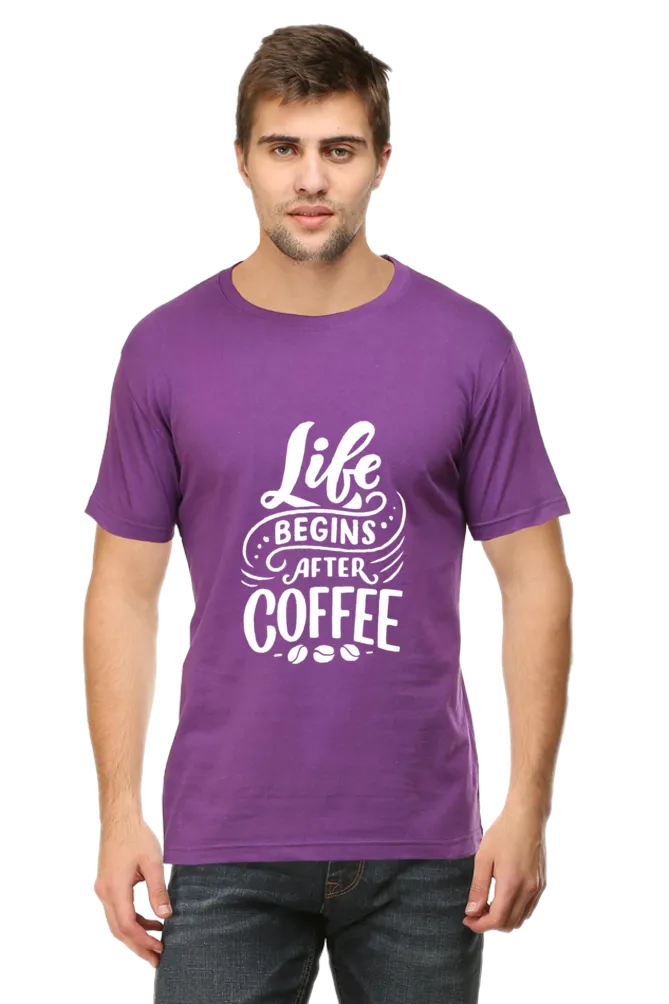 Life Begins After Coffee Round Neck T-Shirt