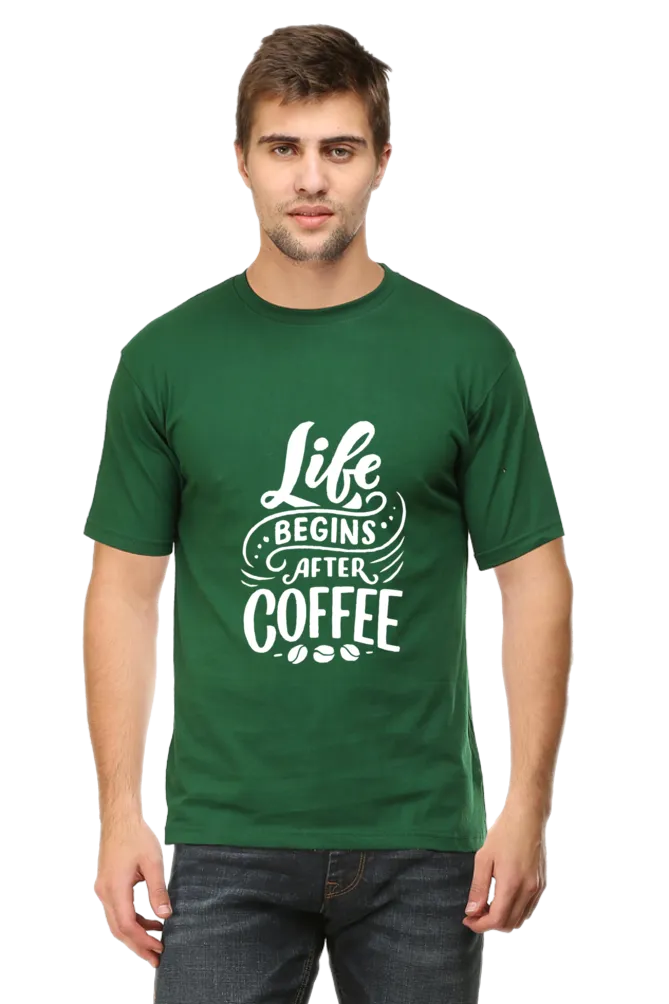 Life Begins After Coffee Round Neck T-Shirt