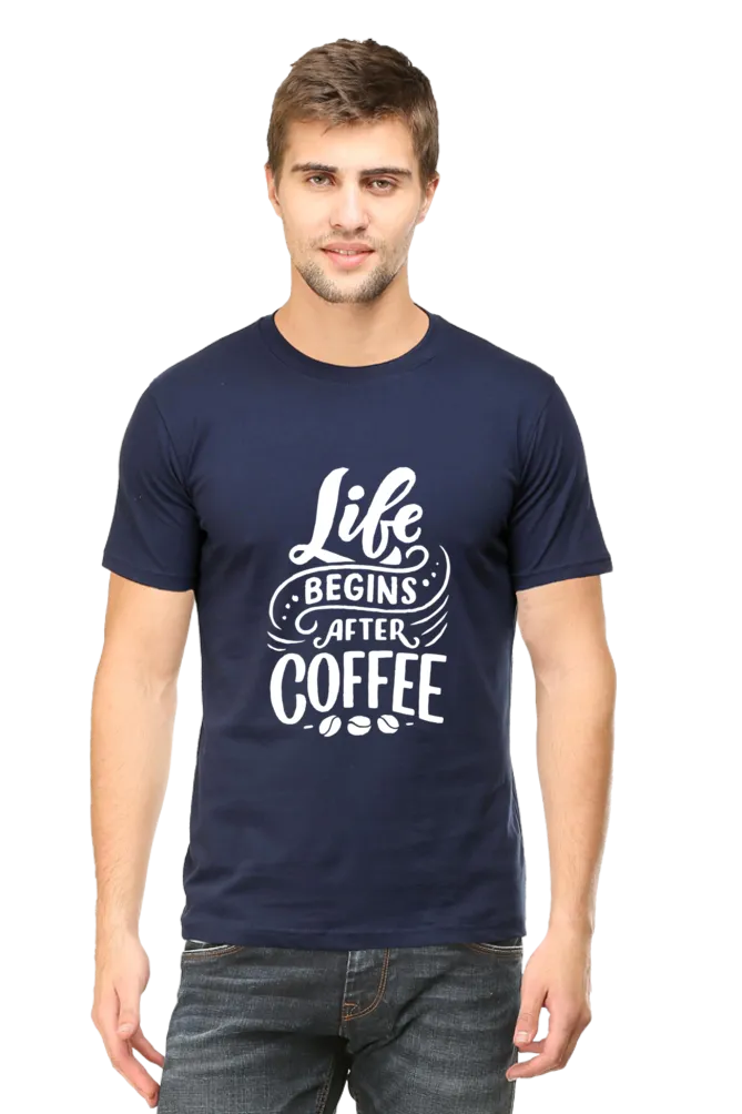 Life Begins After Coffee Round Neck T-Shirt