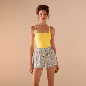 Light Blue Printed Swim Shorts