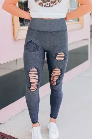 Lilo Distressed Leggings - Black