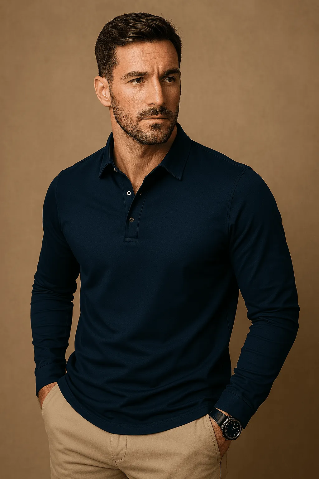 LumiNovi | The Paulo Long Sleeve Polo Shirt