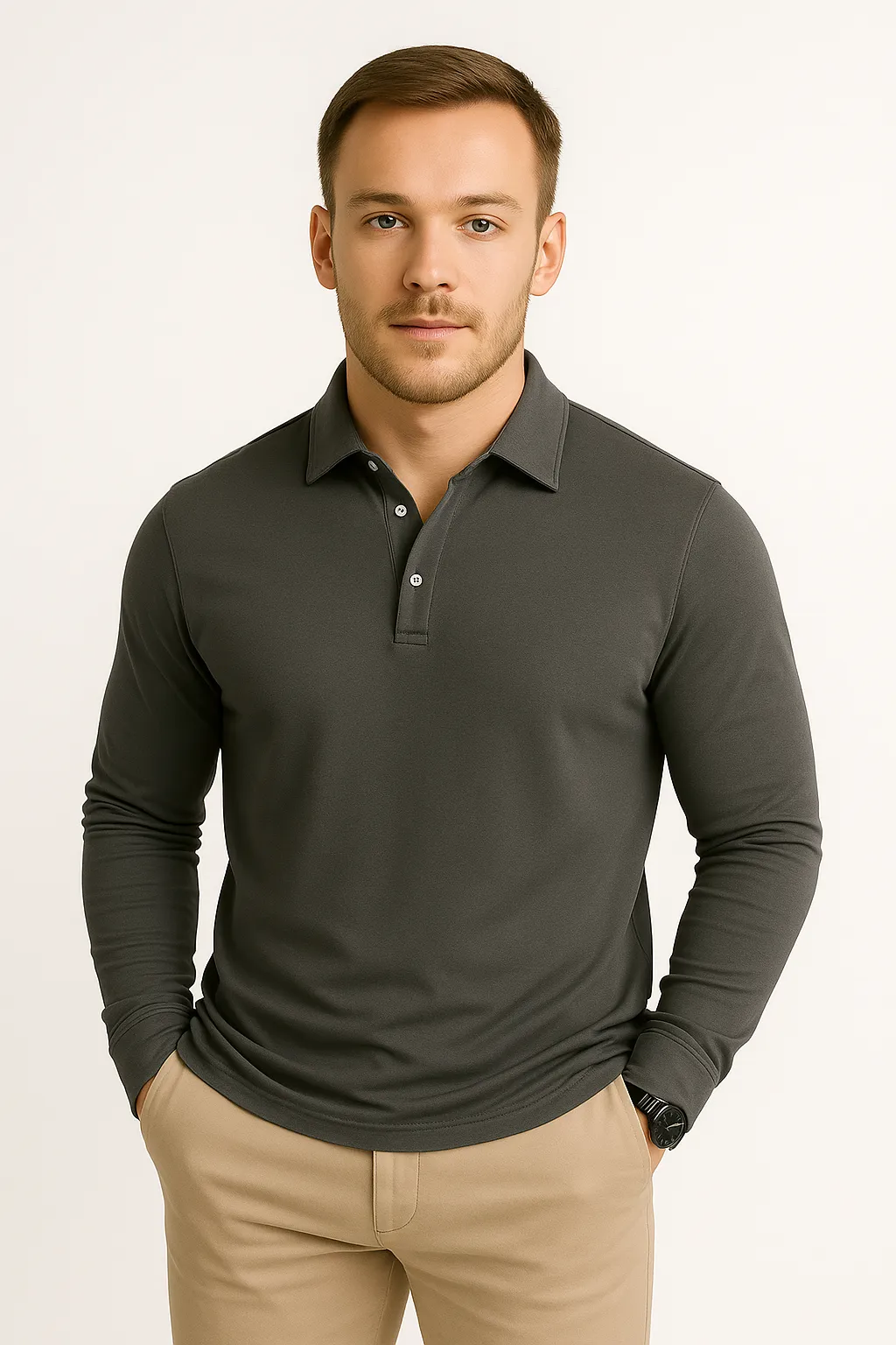 LumiNovi | The Paulo Long Sleeve Polo Shirt