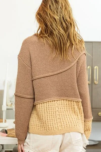 Luna Texture Detail Contrast Drop Shoulder Sweater