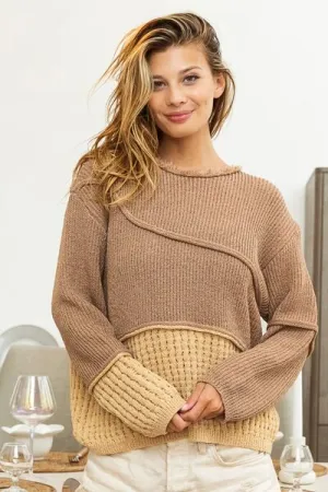 Luna Texture Detail Contrast Drop Shoulder Sweater