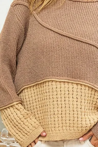 Luna Texture Detail Contrast Drop Shoulder Sweater