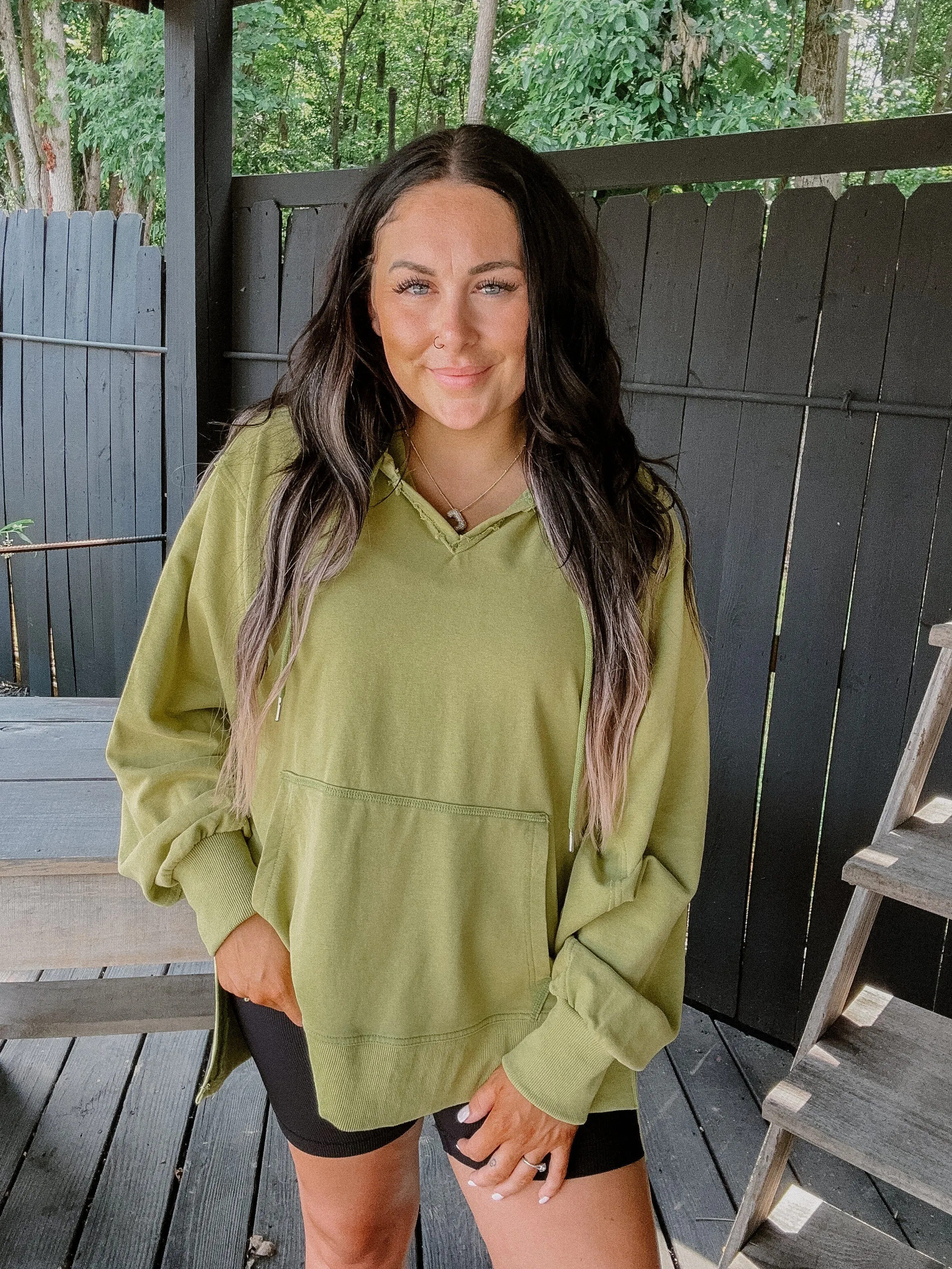 Matcha Mineral Wash Terry Knit Hoodie