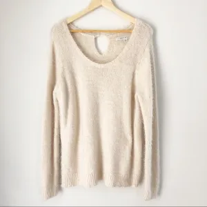 Max Studio Fuzzy Cream White Sweater Sz Large