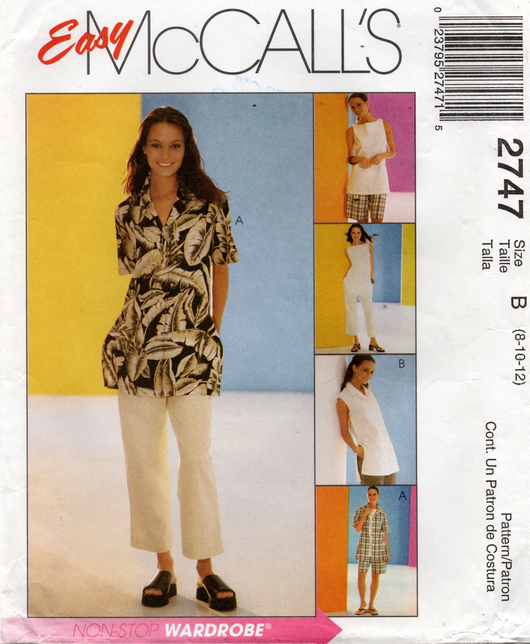 McCall's 2747 Womens Casual Tops Pants & Shorts Out Of Print Sewing Pattern Sizes 8 - 12 UNCUT Factory Folded