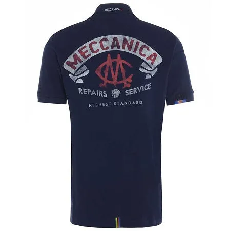 Meccanica Clothing Classic Men's British Made Cotton Piquet Polo Pit Lane Blue