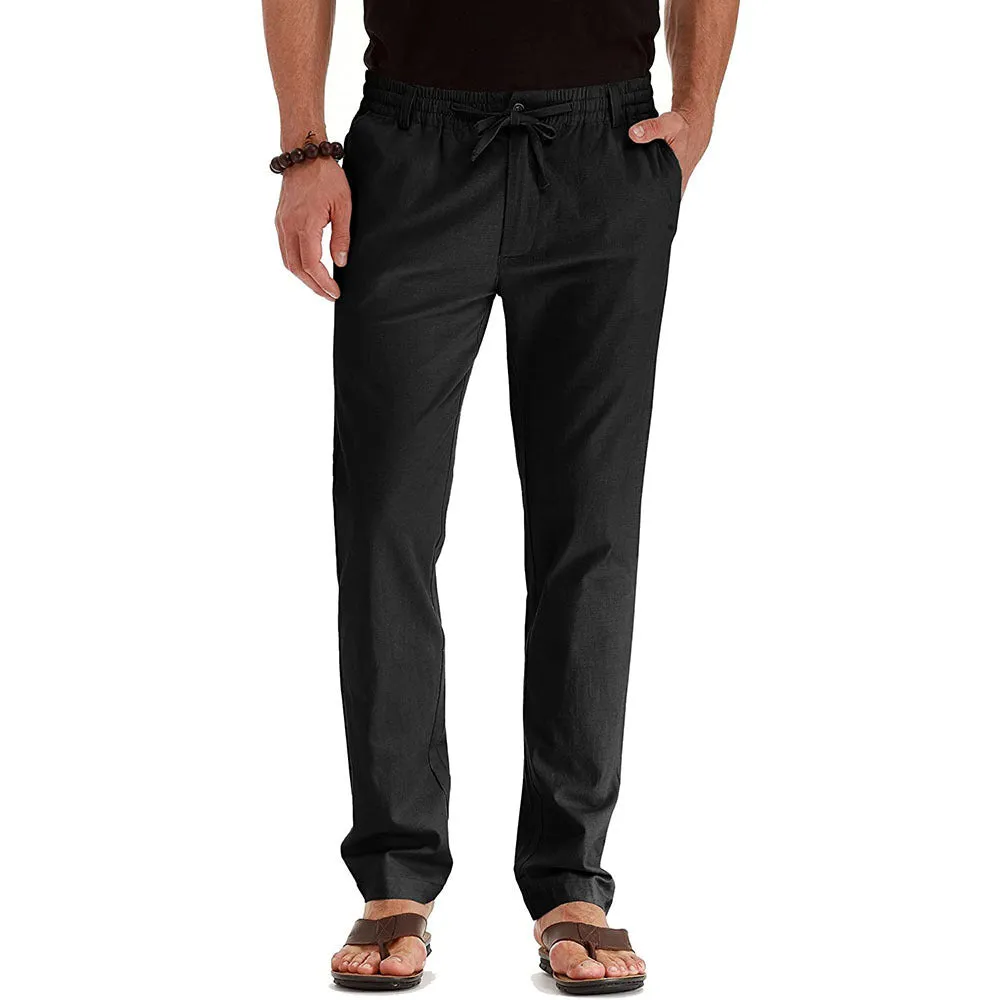 Men's Business Casual Solid Color Loose Pants - With Elastic Waist