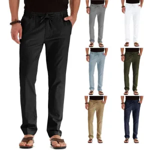 Men's Business Casual Solid Color Loose Pants - With Elastic Waist