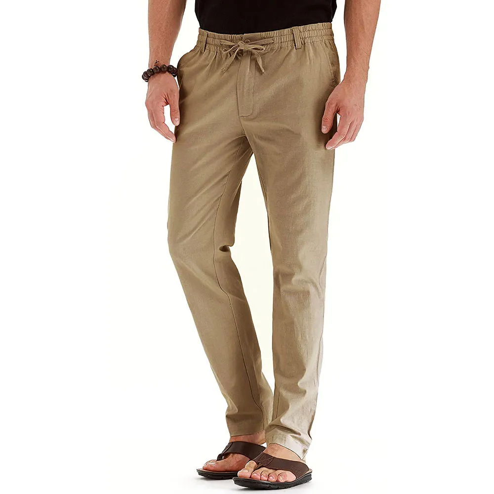 Men's Business Casual Solid Color Loose Pants - With Elastic Waist
