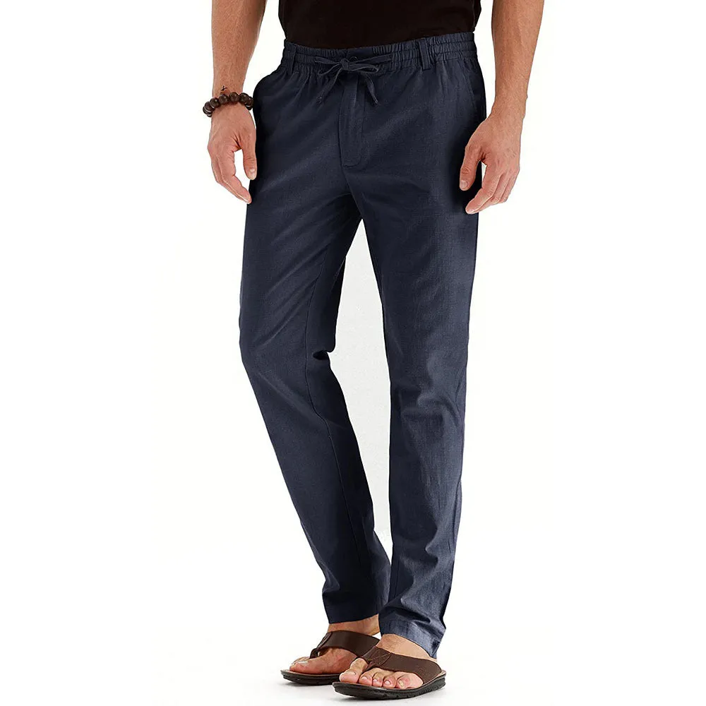 Men's Business Casual Solid Color Loose Pants - With Elastic Waist