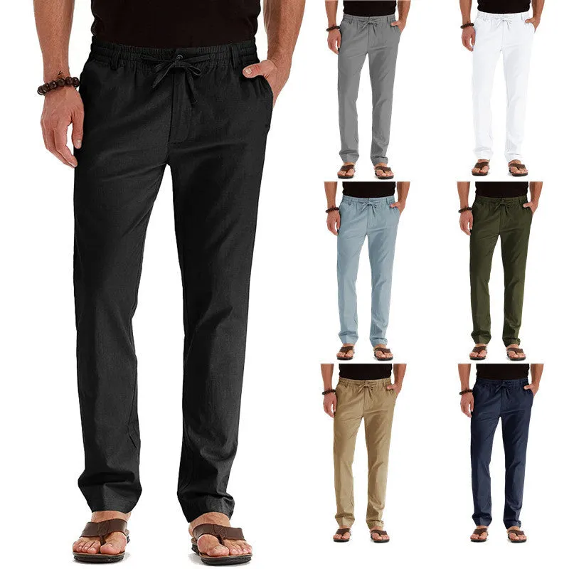 Men's Business Casual Solid Color Loose Pants - With Elastic Waist