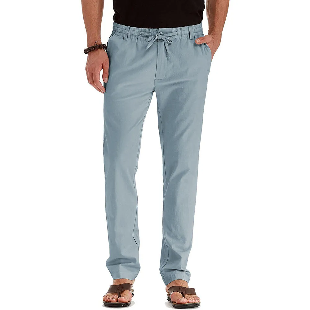 Men's Business Casual Solid Color Loose Pants - With Elastic Waist