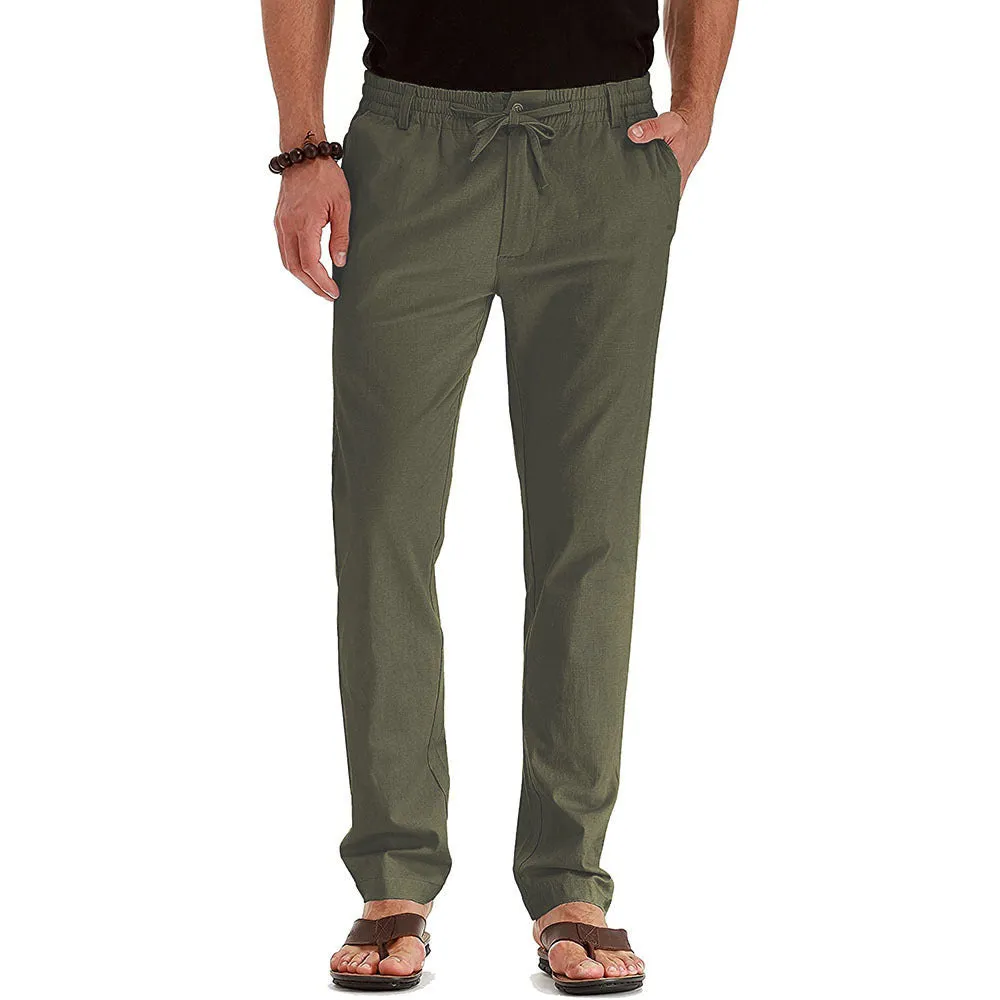 Men's Business Casual Solid Color Loose Pants - With Elastic Waist