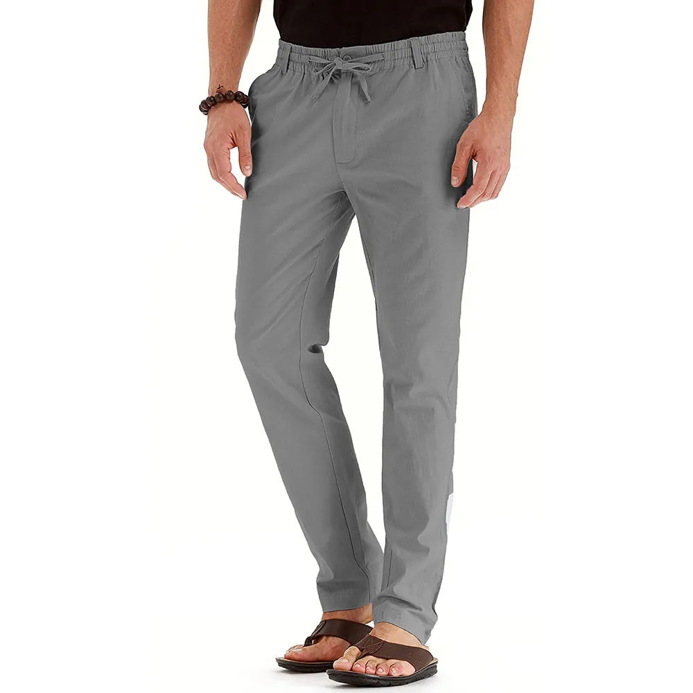 Men's Business Casual Solid Color Loose Pants - With Elastic Waist