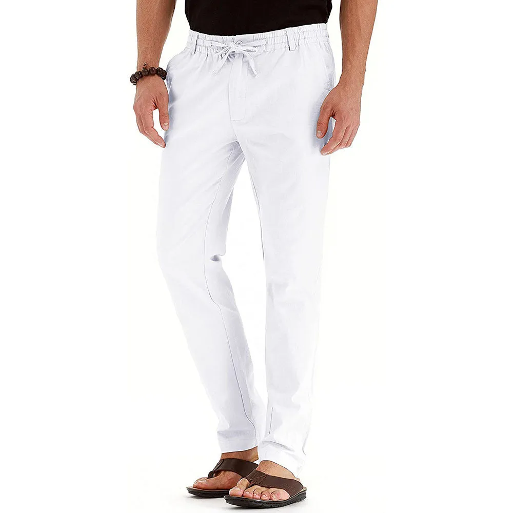 Men's Business Casual Solid Color Loose Pants - With Elastic Waist