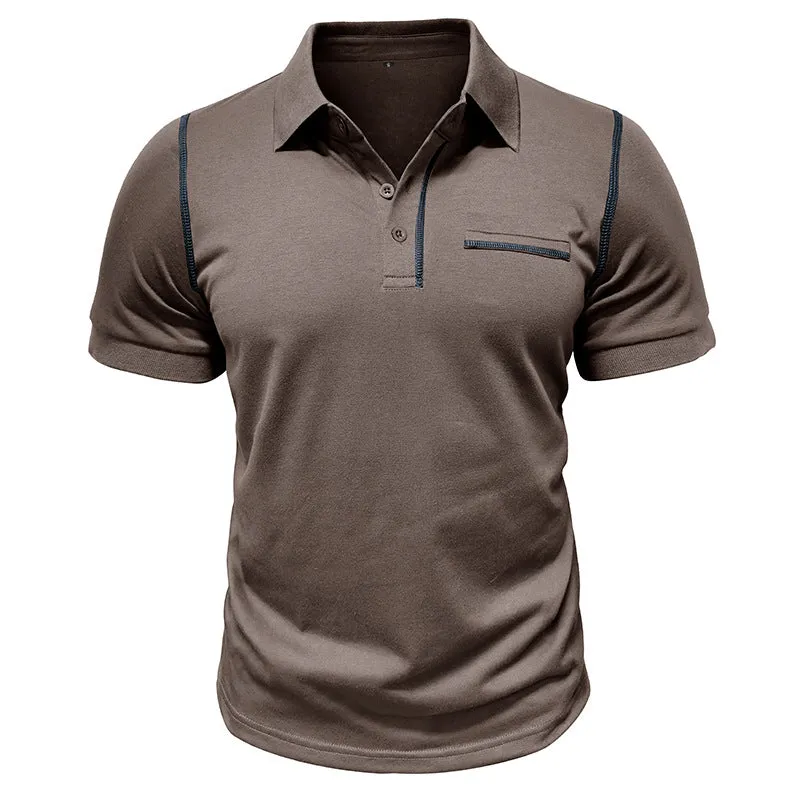 Men's Casual Color Block Short Sleeve Polo Shirt