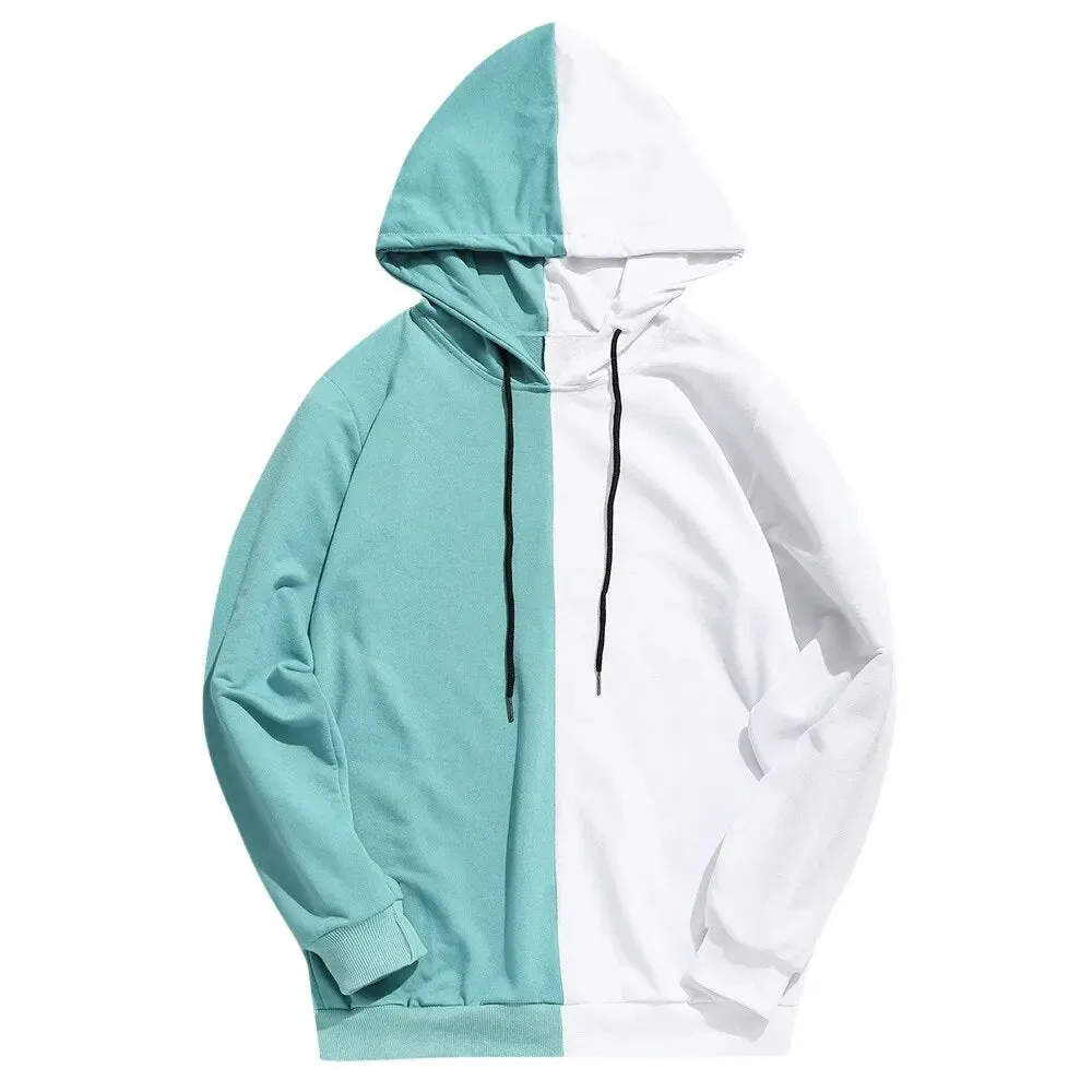 Men's Casual Half Color Cotton Hoodies