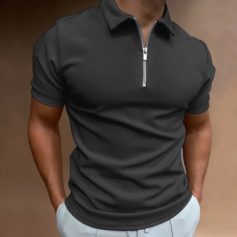 Men's Casual Solid Color Polo Shirt - Short Sleeve