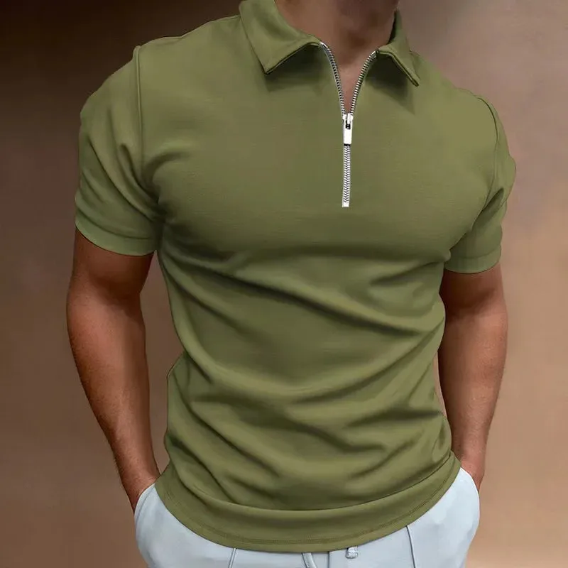 Men's Casual Solid Color Polo Shirt - Short Sleeve