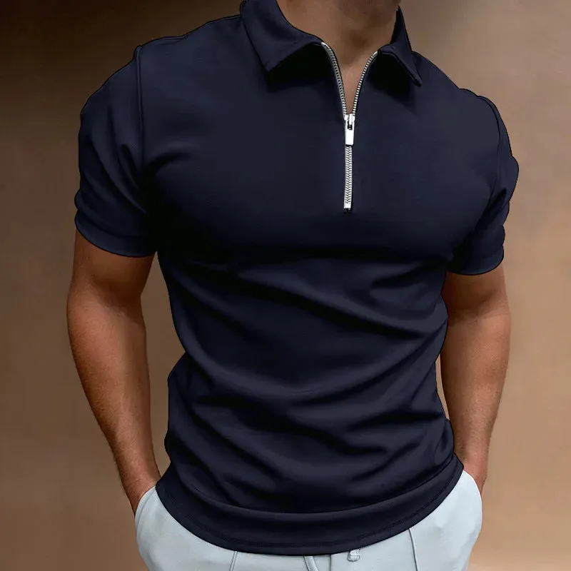 Men's Casual Solid Color Polo Shirt - Short Sleeve