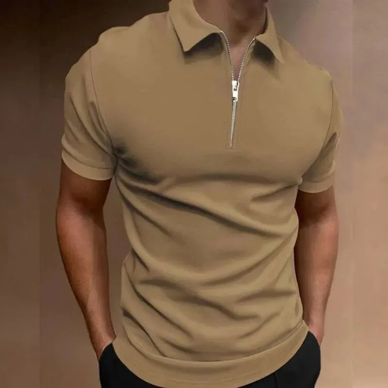 Men's Casual Solid Color Polo Shirt - Short Sleeve