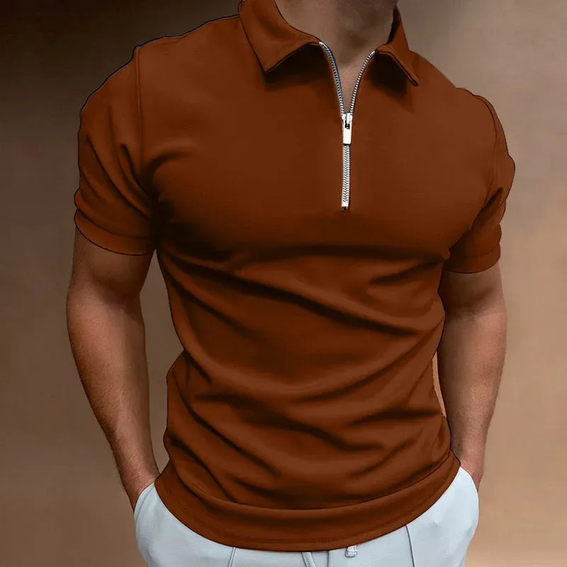 Men's Casual Solid Color Polo Shirt - Short Sleeve