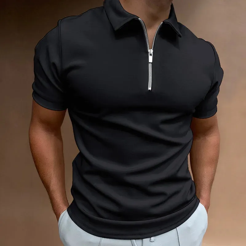 Men's Casual Solid Color Polo Shirt - Short Sleeve