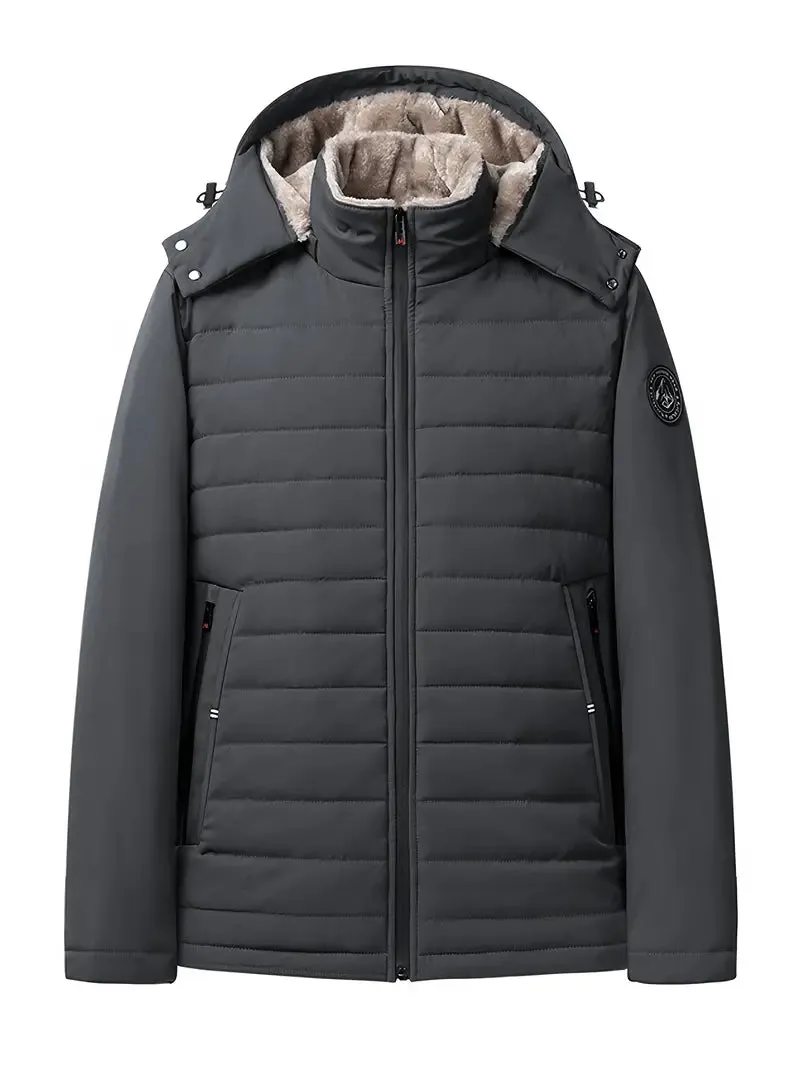 Men's Eli Warm Padded Fleece Jacket with Hood – Stylish Winter Wear