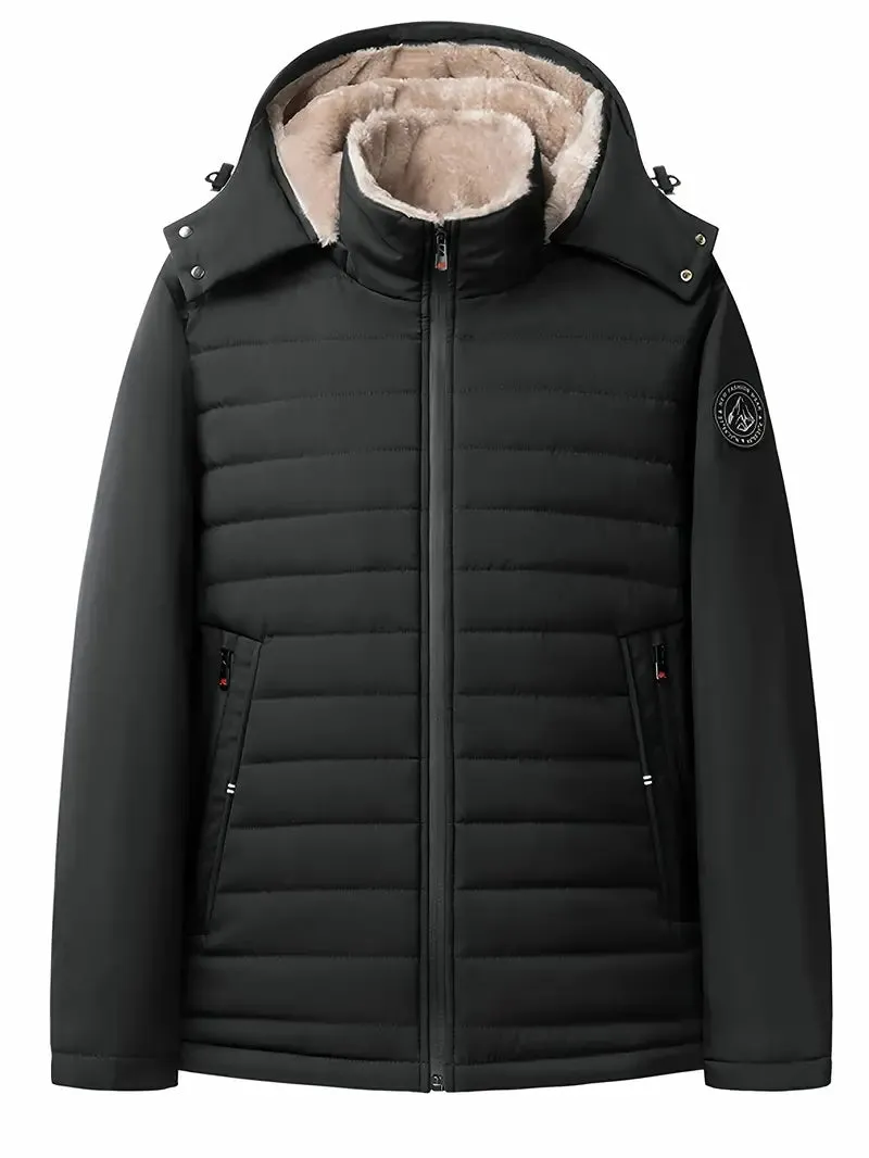 Men's Eli Warm Padded Fleece Jacket with Hood – Stylish Winter Wear