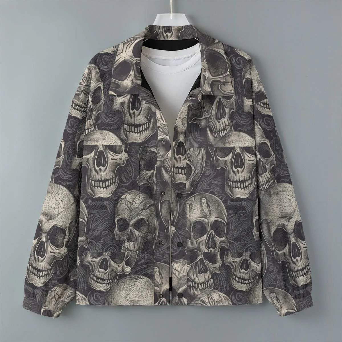 Men's Gray Skulls Casual Lapel Jacket