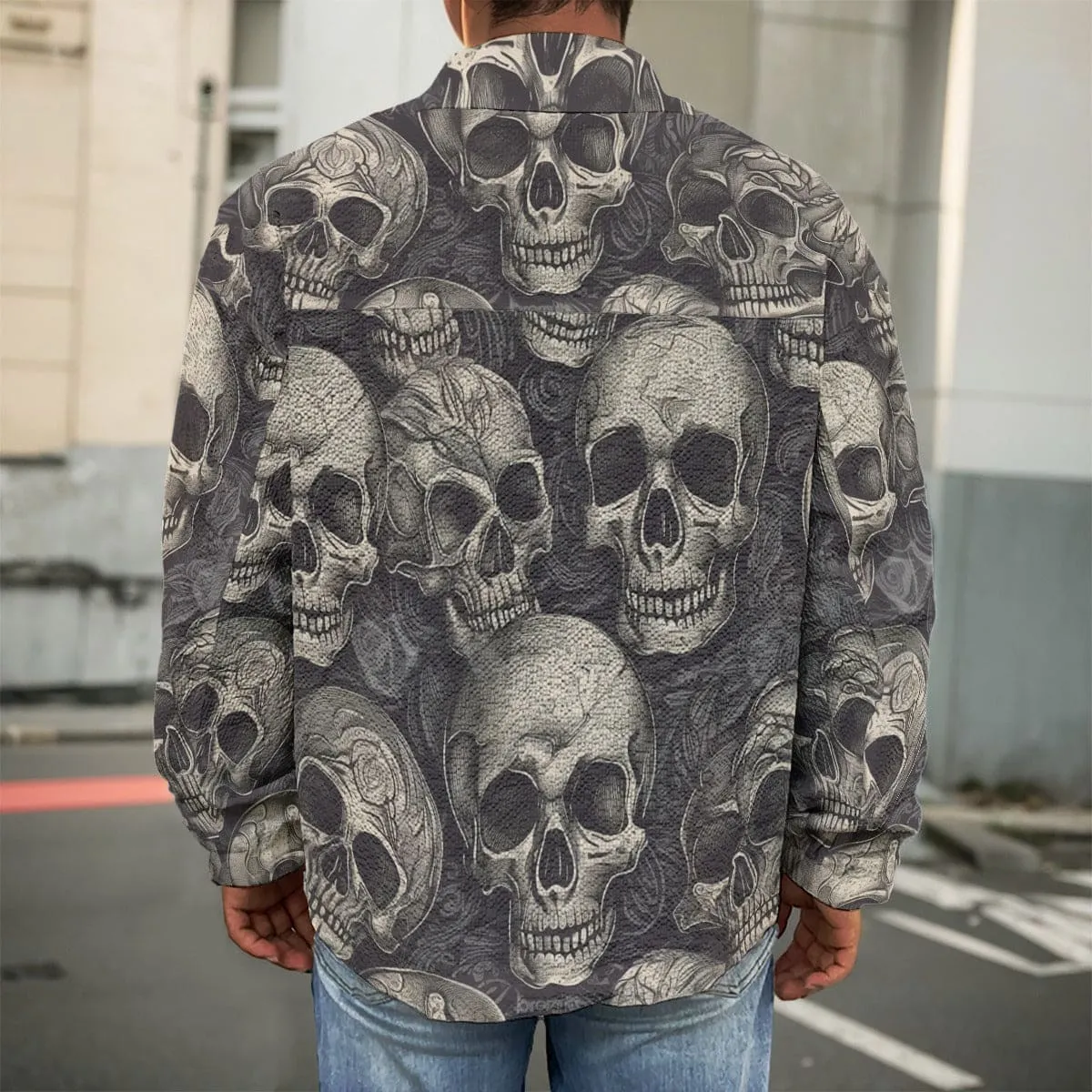 Men's Gray Skulls Casual Lapel Jacket