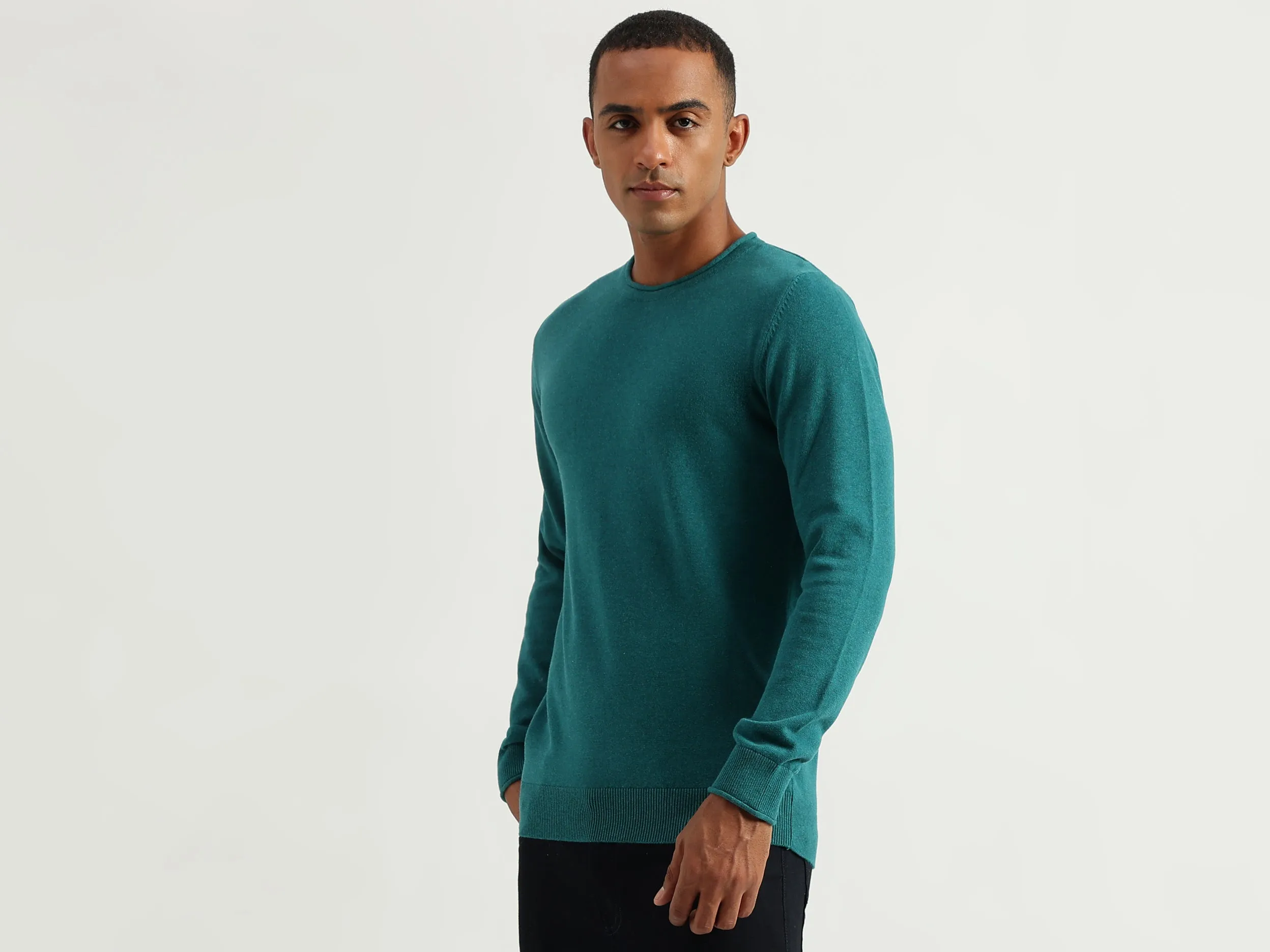 Men's Regular Fit Round Neck Solid Sweaters