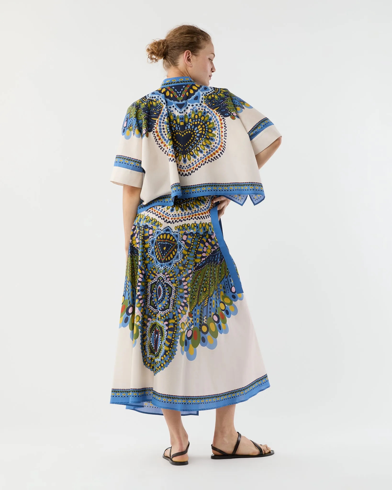 Mini Foulard Shirt in Multicolor Chakra Placée Cotton Muslin