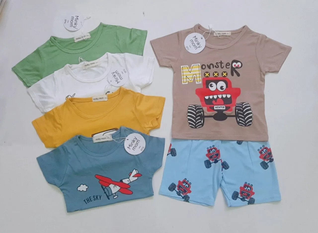 Monster truck boy shorts set