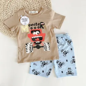 Monster truck boy shorts set