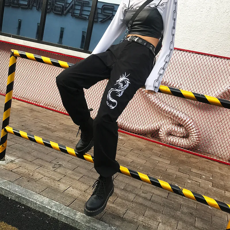 [@mtkiseki] "BLACK EMBROIDERED DRAGON" CASUAL PANTS K081002REVIEW