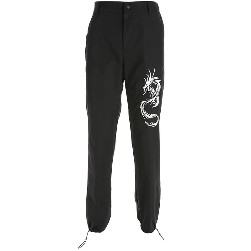 [@mtkiseki] "BLACK EMBROIDERED DRAGON" CASUAL PANTS K081002REVIEW